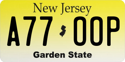NJ license plate A77OOP