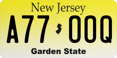 NJ license plate A77OOQ