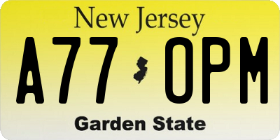 NJ license plate A77OPM