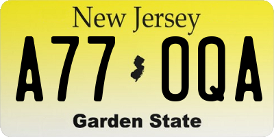 NJ license plate A77OQA
