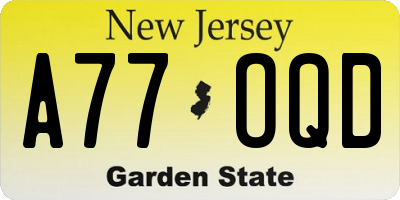 NJ license plate A77OQD