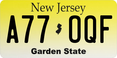 NJ license plate A77OQF