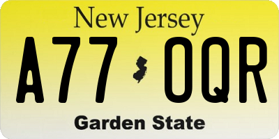 NJ license plate A77OQR