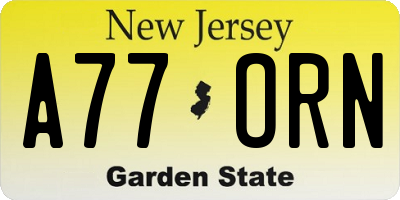 NJ license plate A77ORN