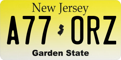NJ license plate A77ORZ