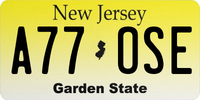 NJ license plate A77OSE