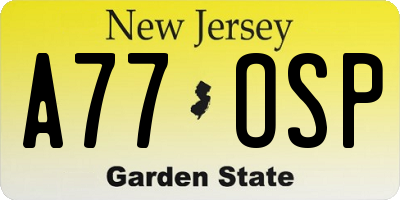 NJ license plate A77OSP