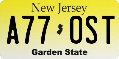 NJ license plate A77OST