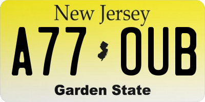 NJ license plate A77OUB