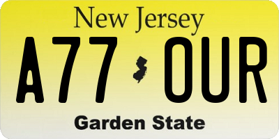 NJ license plate A77OUR