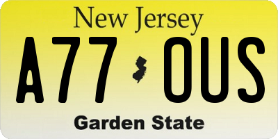 NJ license plate A77OUS