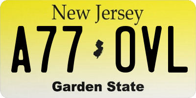 NJ license plate A77OVL