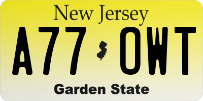 NJ license plate A77OWT