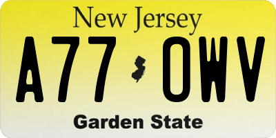 NJ license plate A77OWV