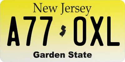 NJ license plate A77OXL