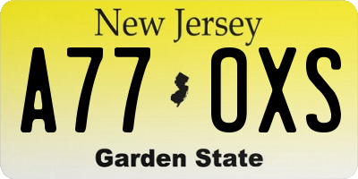 NJ license plate A77OXS