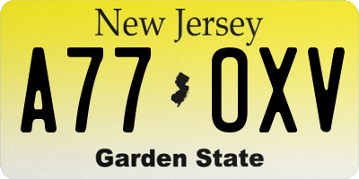 NJ license plate A77OXV