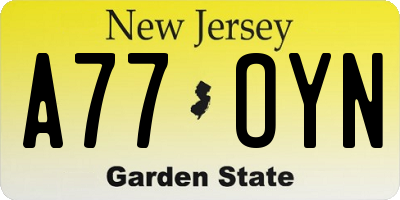 NJ license plate A77OYN