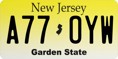 NJ license plate A77OYW