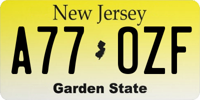 NJ license plate A77OZF