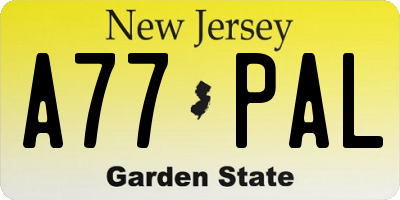 NJ license plate A77PAL