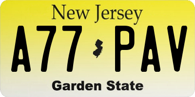 NJ license plate A77PAV