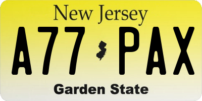 NJ license plate A77PAX