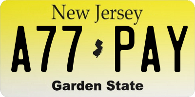 NJ license plate A77PAY
