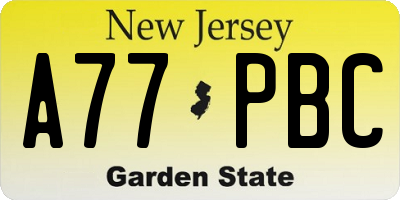 NJ license plate A77PBC