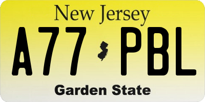 NJ license plate A77PBL