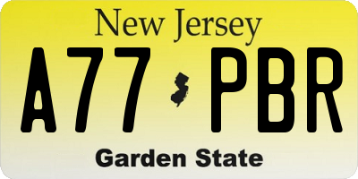NJ license plate A77PBR