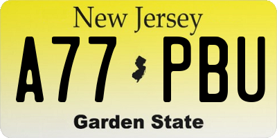 NJ license plate A77PBU