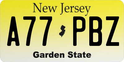 NJ license plate A77PBZ
