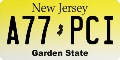 NJ license plate A77PCI