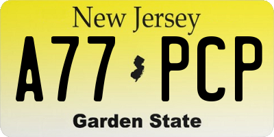 NJ license plate A77PCP