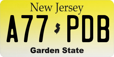 NJ license plate A77PDB