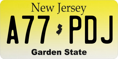 NJ license plate A77PDJ