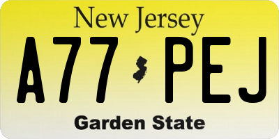 NJ license plate A77PEJ