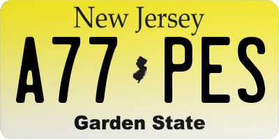 NJ license plate A77PES