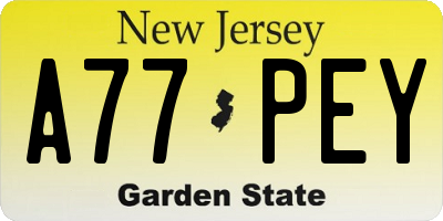 NJ license plate A77PEY