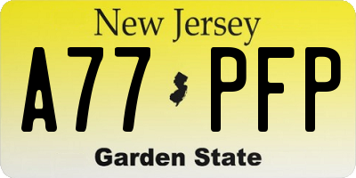 NJ license plate A77PFP