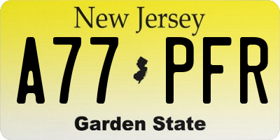 NJ license plate A77PFR
