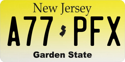 NJ license plate A77PFX