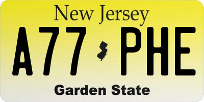NJ license plate A77PHE