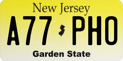NJ license plate A77PHO