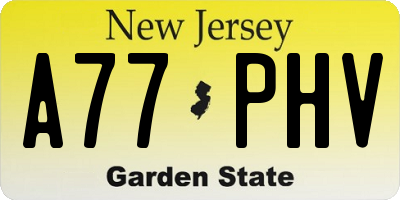 NJ license plate A77PHV