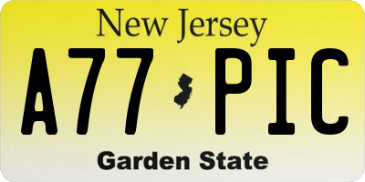 NJ license plate A77PIC