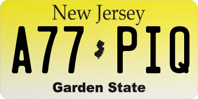 NJ license plate A77PIQ
