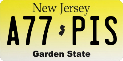 NJ license plate A77PIS