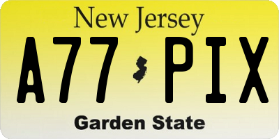 NJ license plate A77PIX